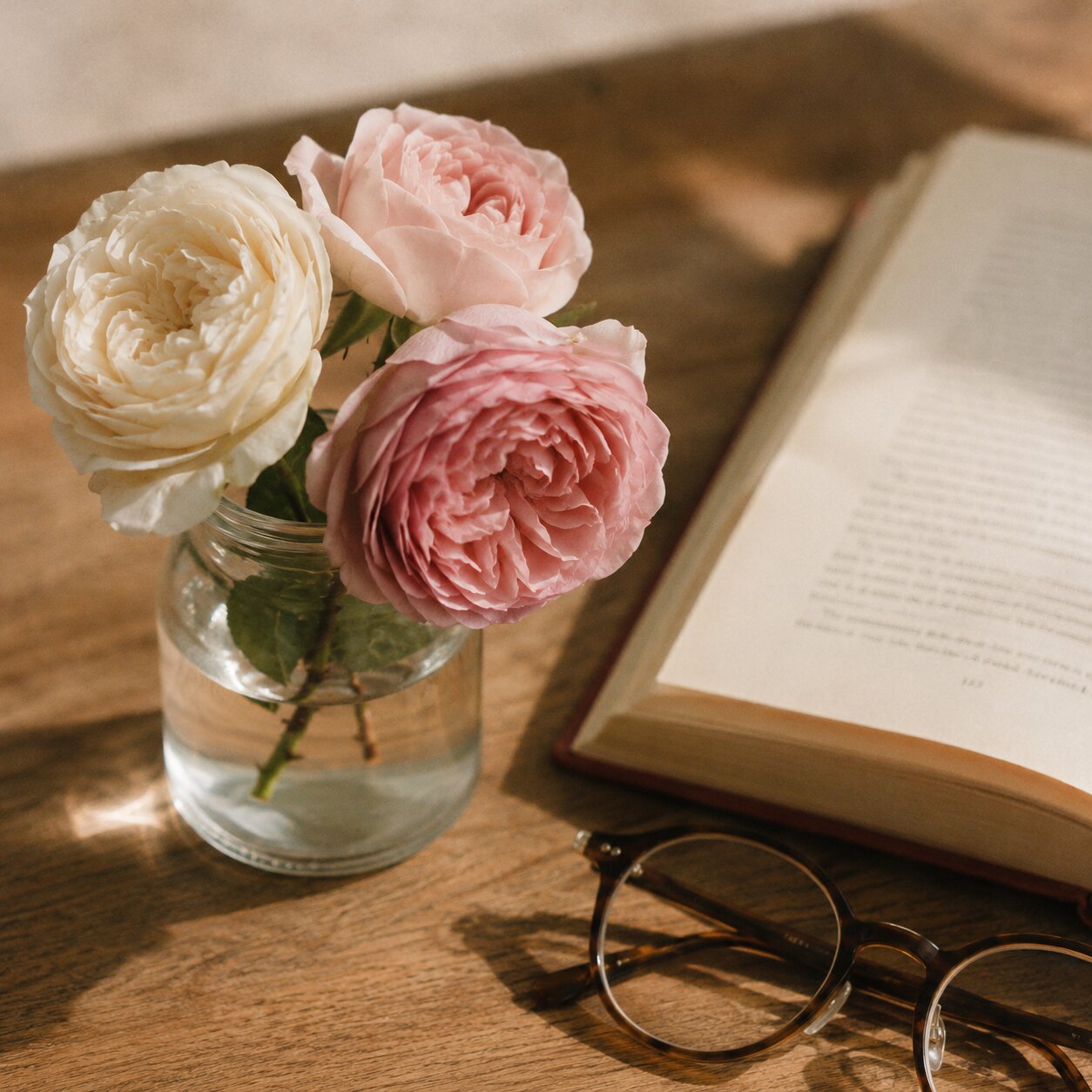 Roses and book