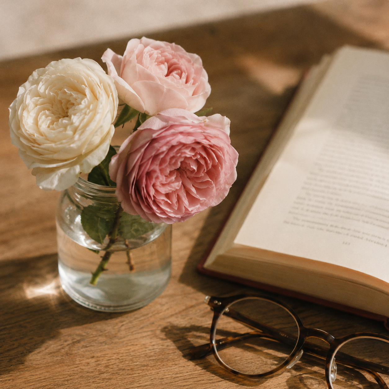 Roses and book